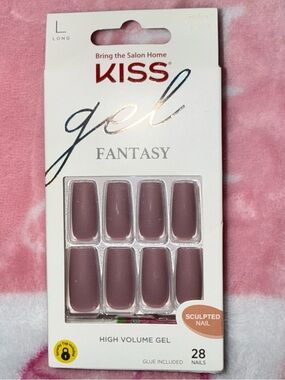 🔥5/$25🔥 NEW KISS FANTASY LONG SCULPTED PRESS ON NAILS MATTE DARK MAUVE